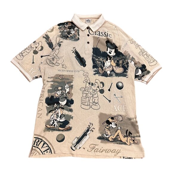 Disney Other - Vintage Disney Store Mickey Mouse Golf Polo Shirt All Over Print Mens XL AOP
